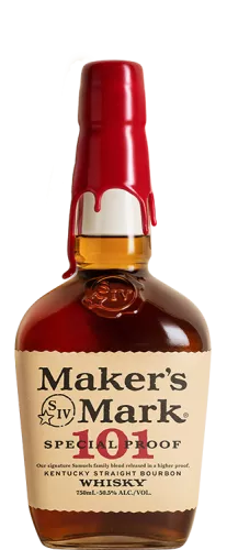 A photo of the Maker's Mark No. 101 Limited Release bourbon whisky bottle.