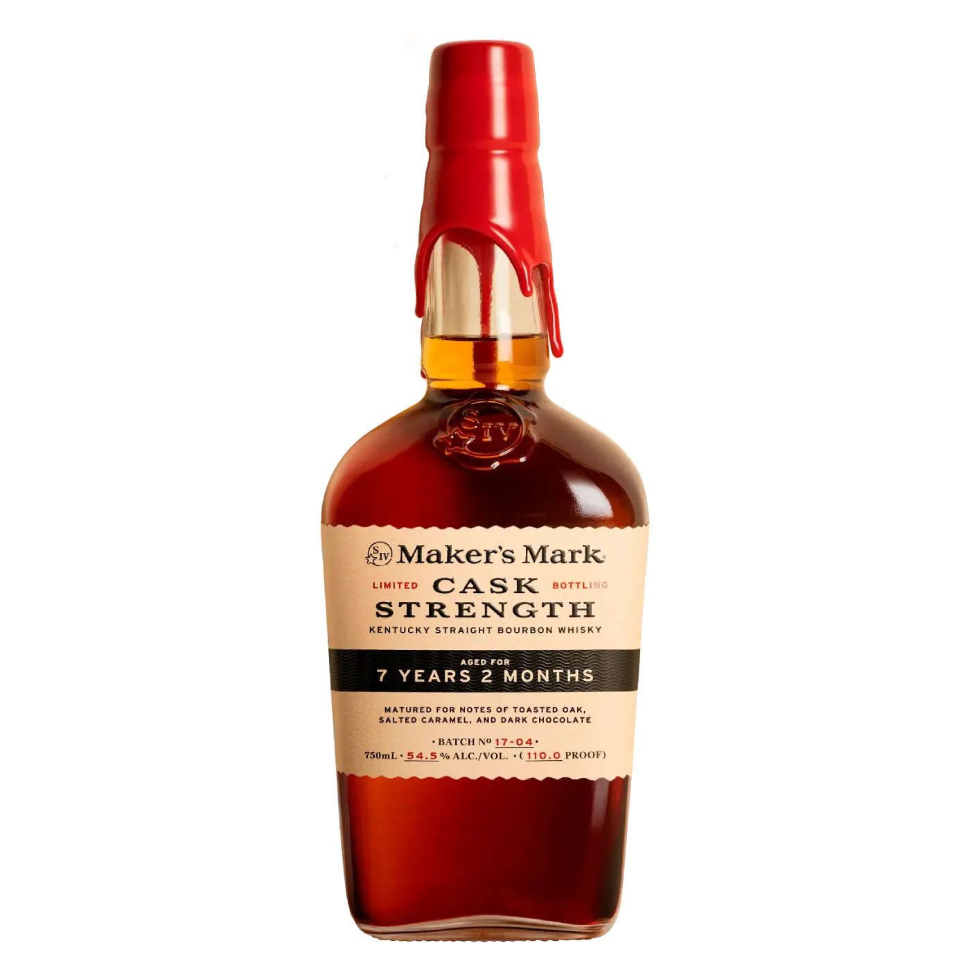 Maker’s Mark Cask Strength bourbon bottle