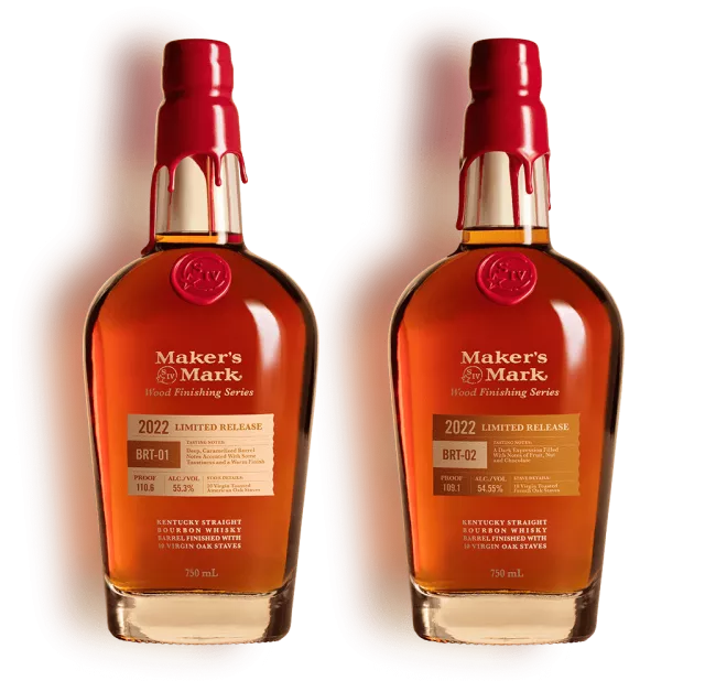 A photo of Makers Mark 2022 Limited Releases BRT-01 and BRT-02