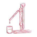 An illustration symbol in red representing the Maker's Mark 46 proof.