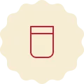 Red icon on a cream-colored background, representing a Julep glass.