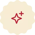 red icon illustration of a stars with cream background