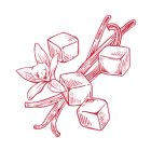 An illustration symbol in red representing the Maker's Mark distilling process. for wood finishing series