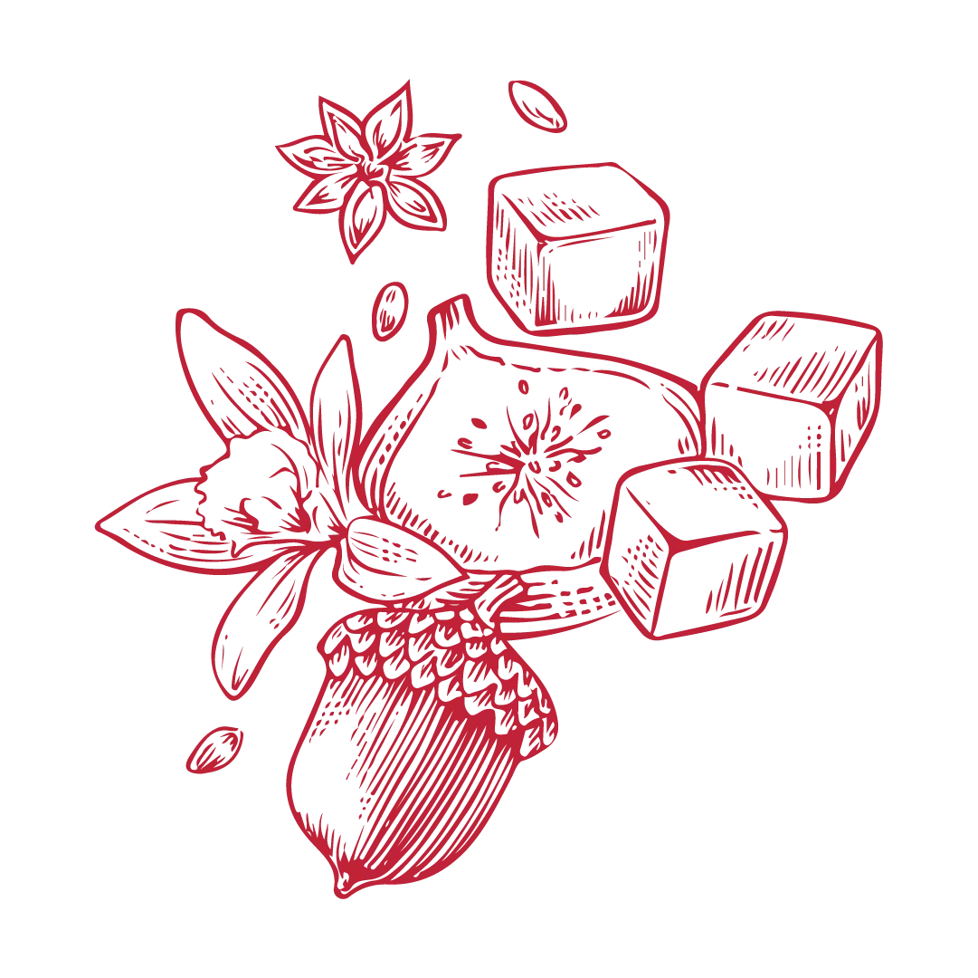An illustration symbol in red representing the Maker's Mark cellar aged aroma.