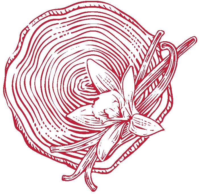 An illustration symbol in red representing the Maker's Mark cellar aged taste.